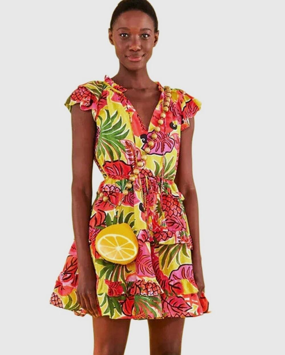 Farm Rio Fruit Dream Ruffle Mini Dress Size XL NWT